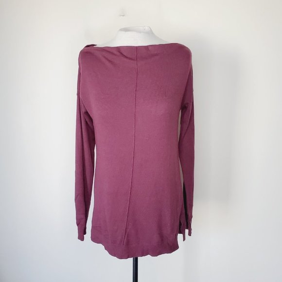 Trouvé Sweater Long Sleeve Boatneck Cashmere Knit Burgundy S Top Blouse Casual M - Picture 3 of 10
